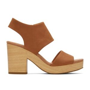 TOMS Majorca Leather Platform Sandal, Tan Leather, Size 8